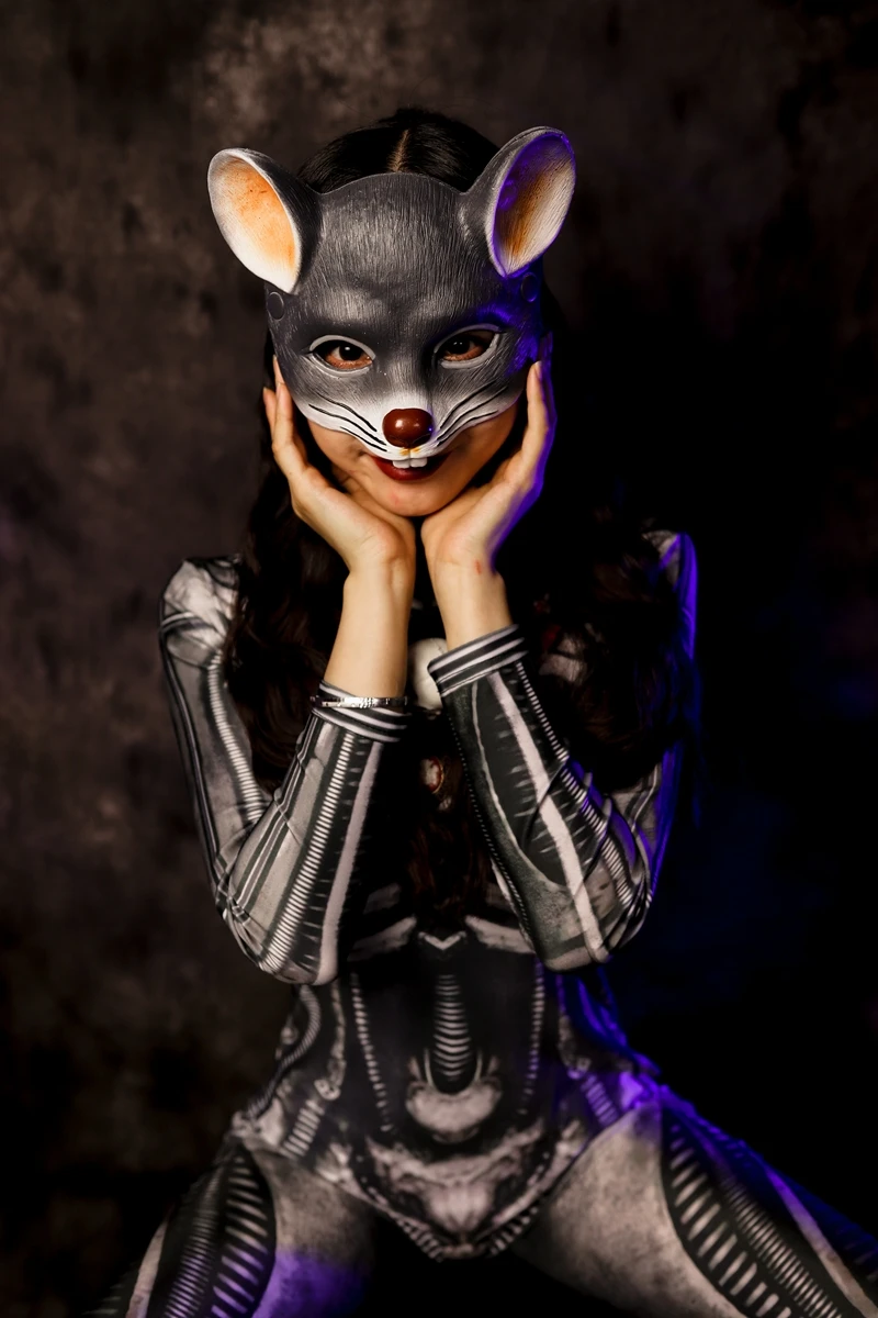 คอสเพลย์เมาส์น่ารักหน้ากากครึ่งหน้าสัตว์หน้ากาก Masquerade Party Cosplay Props ฮาโลวีนหนู Masque Rave Clubwear Carnaval หน้ากาก