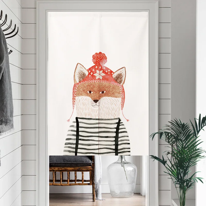 Animal-style Japanese changing room Curtain Privacy Partition Doorway Curtains Kitchen Entrance Noren Linen Hanging Half-curtain