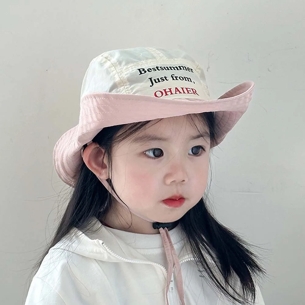 

Korean Style Candy Color Bucket Cap Breathable Comfortable Summer Kid Sun Hat Soft Letter Embroidery Quick-dry Fisherman Hat