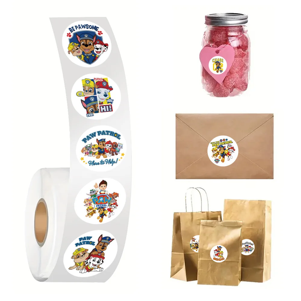500 stks/rol Nieuwe Populaire Cartoon PAW Patrol Stickers DIY Skateboard Laptop Gitaar Telefoon Auto Seal Label Decals Decoratie stickers