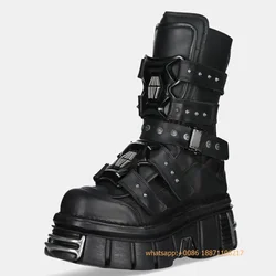 Metal Rivet Punk Party Gothic Boots 2025 New Thick-Soled Street Rock 35-45 Sports Casual Shoes Men's and Women's Motorcycle Boot