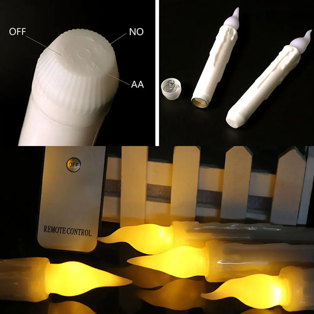 6Pcs Slim Flameless Candles with Realistic Flicker and Wax Drip Effect Remote Controlled LED Light for Living Room