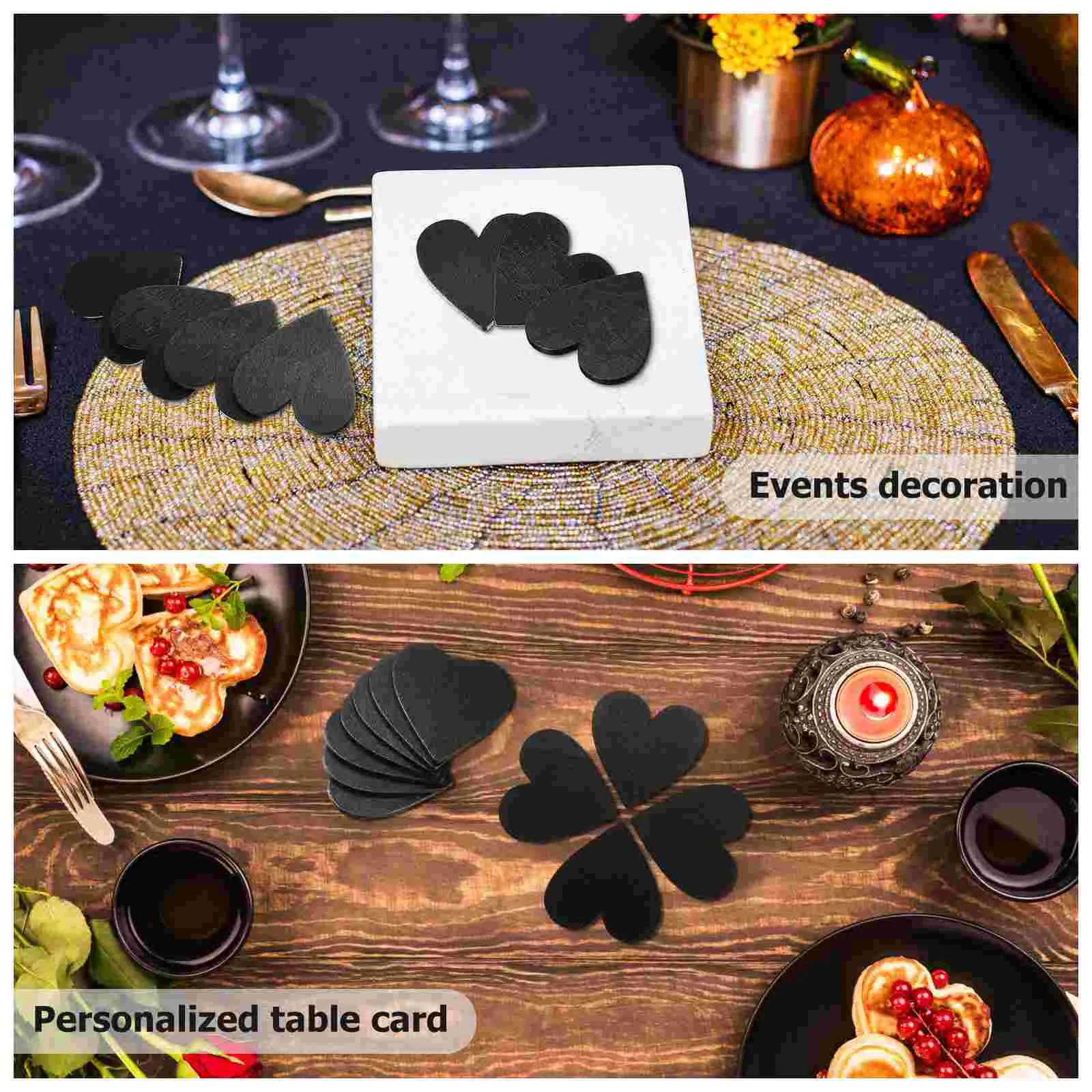 20 Pcs Heart Shaped Blackboard Valentines Day Ornaments Signs Decorative Hearts Table Wooden Heart-shaped