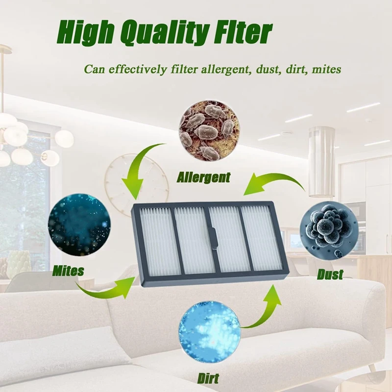 Replacement Hepa Filter And Side Brush Compatible For Irobot Roomba S9 S9+, 8 Filter, 8 Side Brush Parts