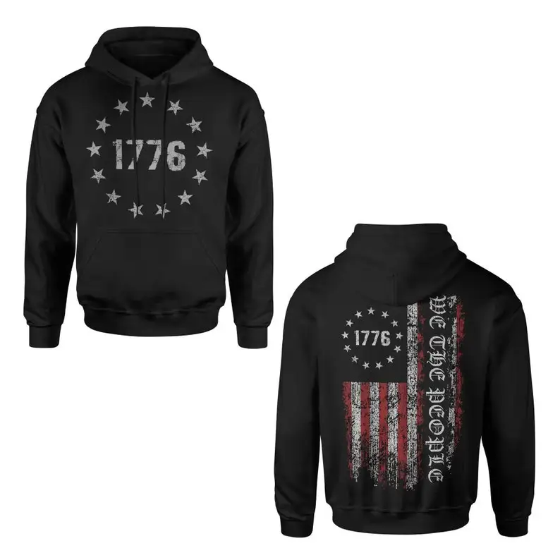 We The People 1776 American Flag Patriotic Autumn and Winter Hoodie Essentials Hoodie Sweatshirt Long Sleeve Matching Hoodies