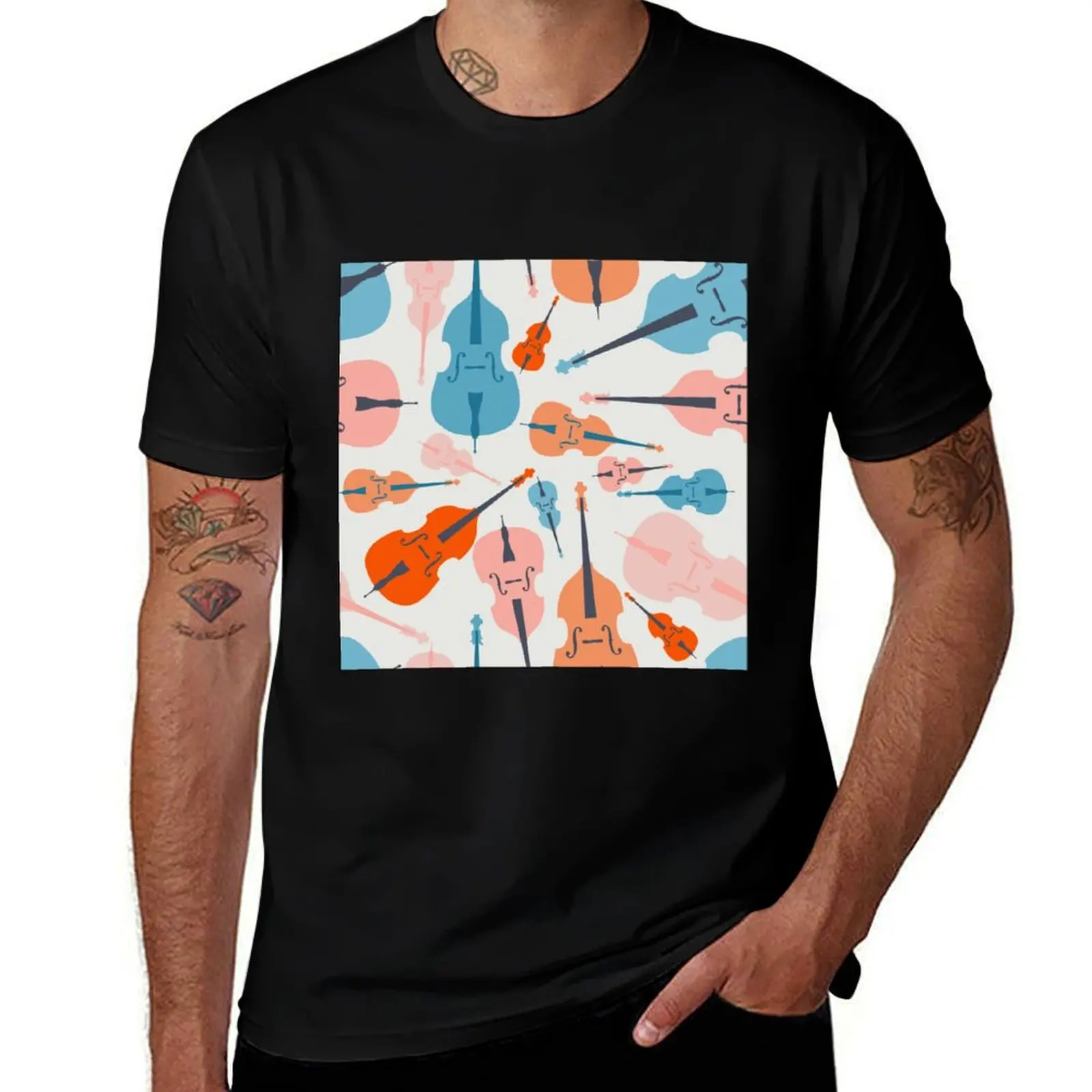 Doodles of Double Bass T-Shirt men t shirt cotton 100% T-Shirt