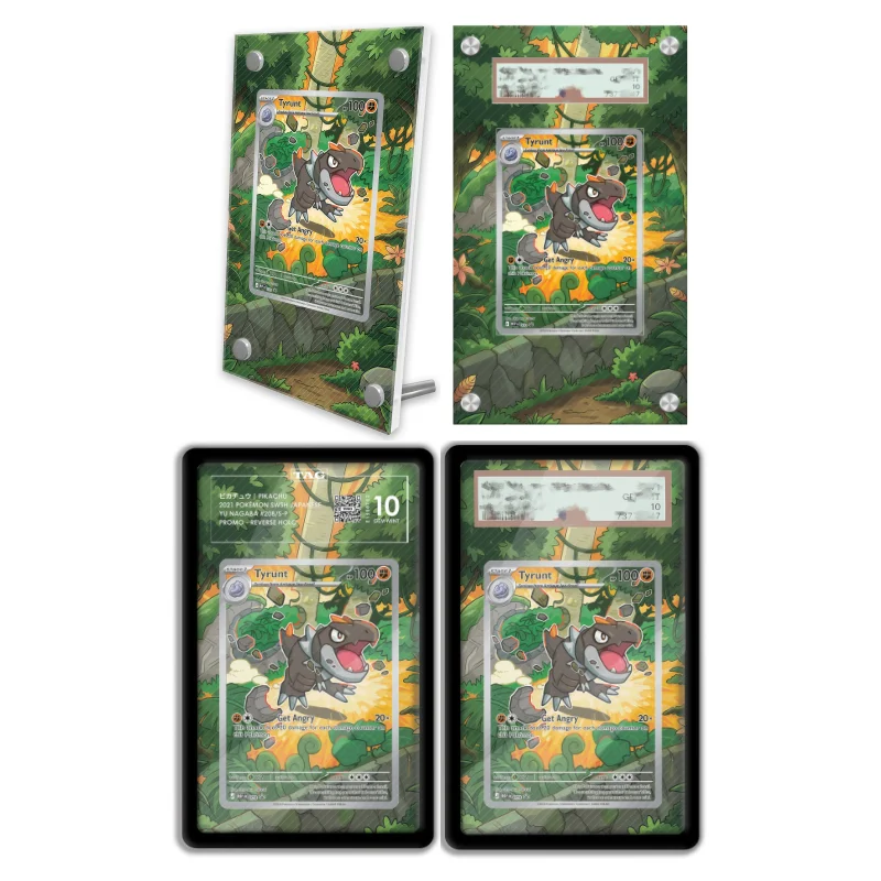 display-de-arte-anime-para-pokemon-tyrunt-mega-evolution-estojo-protetor-de-acrilico-para-arte-de-jogo-de-anime-expandida-chaveiro-brinquedos-de-nivel-de-avaliacao