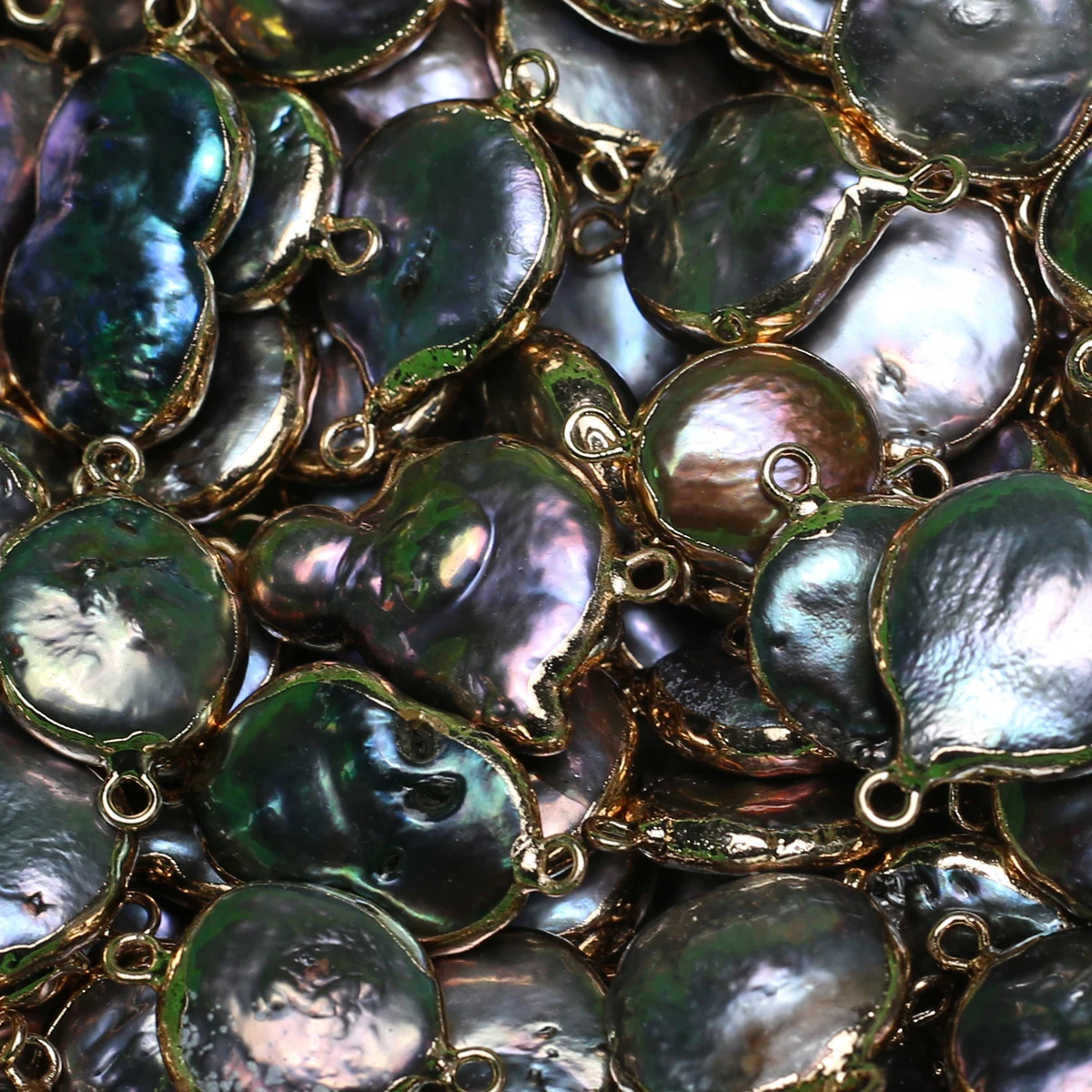 10PC Natural Freshwater Pearl Pendant Connector Irregural Black Pearl Connector for Making DIY Jewerly Earrings Bracelet 15x14mm