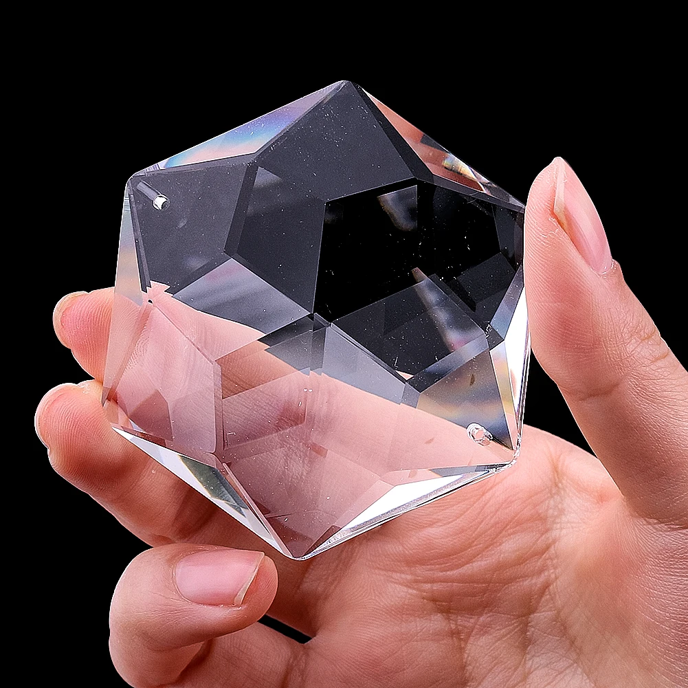 Laser Faceted Prism Hexagonal Star of David Snowflake Clear Crystal Chandelier Accessories Sunshine Rainbow Production Supplies