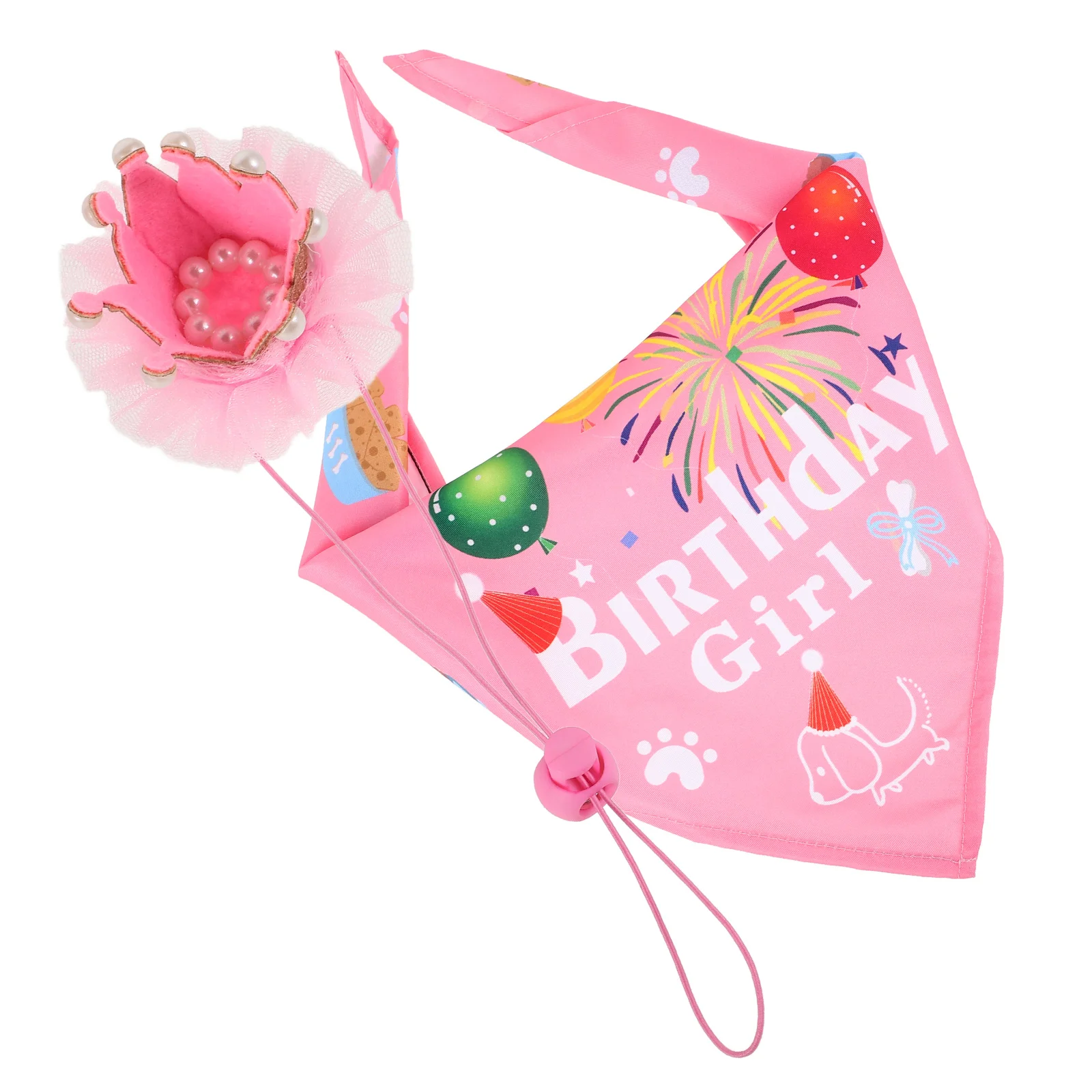 

2PCS Dog Birthday Hat Saliva Set Adjustable Neck Scarf Bandana Outfit Cap Photoshoot Accessory Pet Supplies