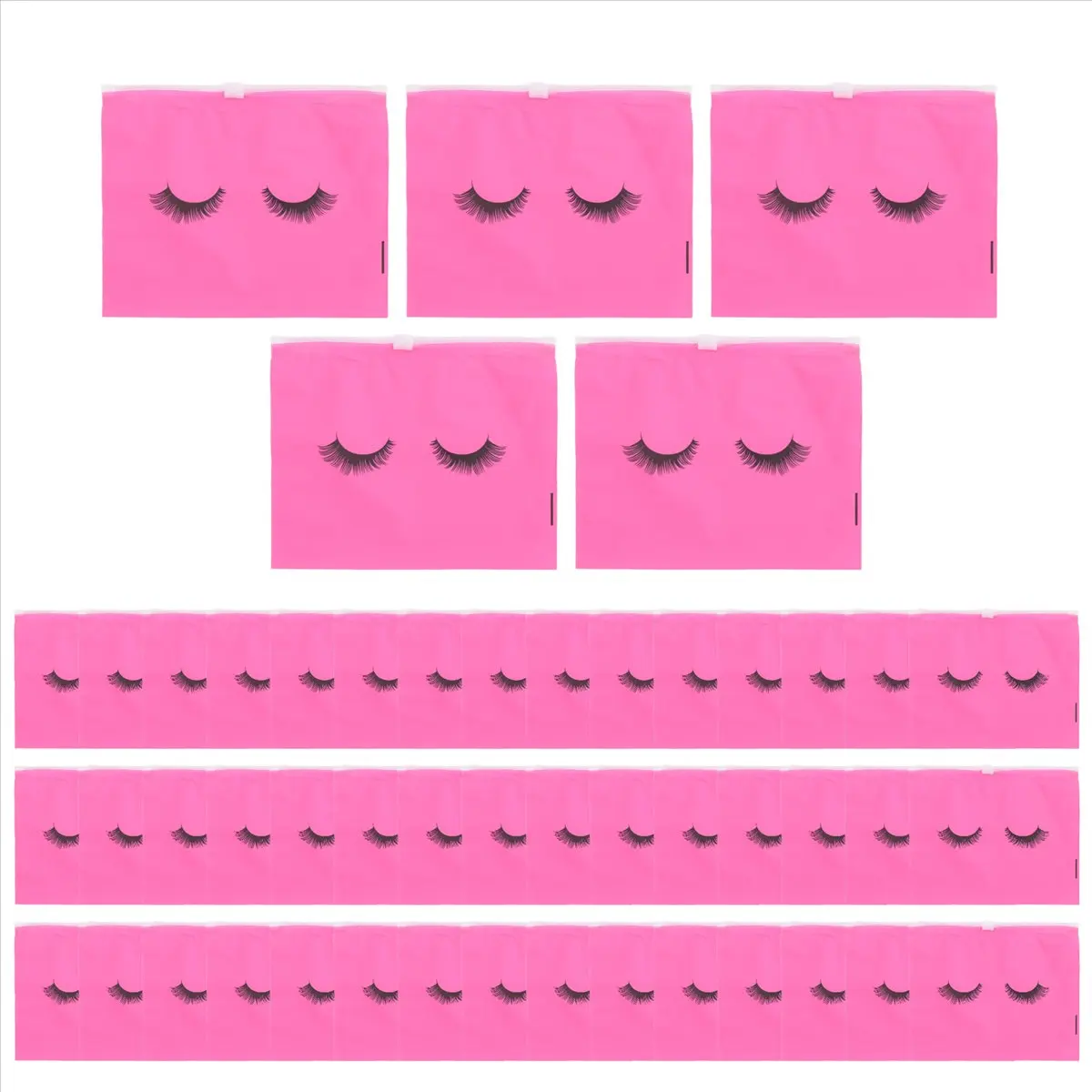 ABQR 50 قطعة من حقائب العناية اللاحقة بالرموش، حقائب مكياج بلاستيكية، حقيبة مكياج لأدوات الزينة، حقيبة مستحضرات التجميل للسفر مع سحاب M