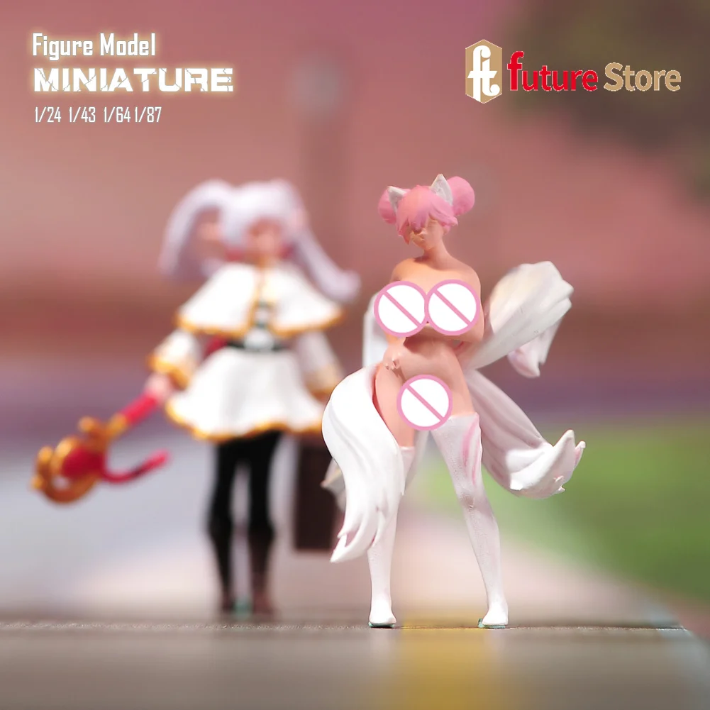 Figura em miniatura 1/87 1/64 1/43 1/24 anime meninos elfo raposa meninas mini boneca resina modelo de impressão 3d cena criativa adereços decoração brinquedo