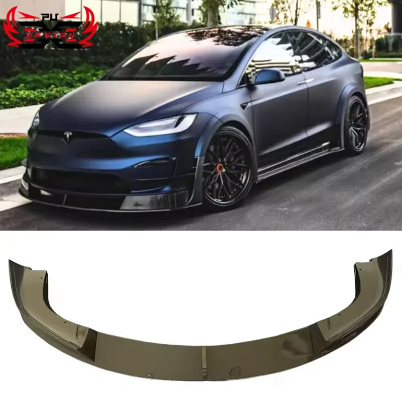 For Tesla Model X Plaid 2021-2023 RZ Style Front Lip Front bumper Carbon Fiber Car Body Kit Accessories