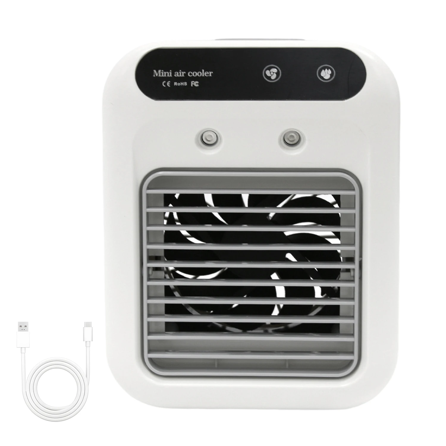 

Portable USB Mini Air Conditioner Fan with 2 Speeds, Touch Control & Mist Spray for Office & Dorm, Fast 3-Second Cooling