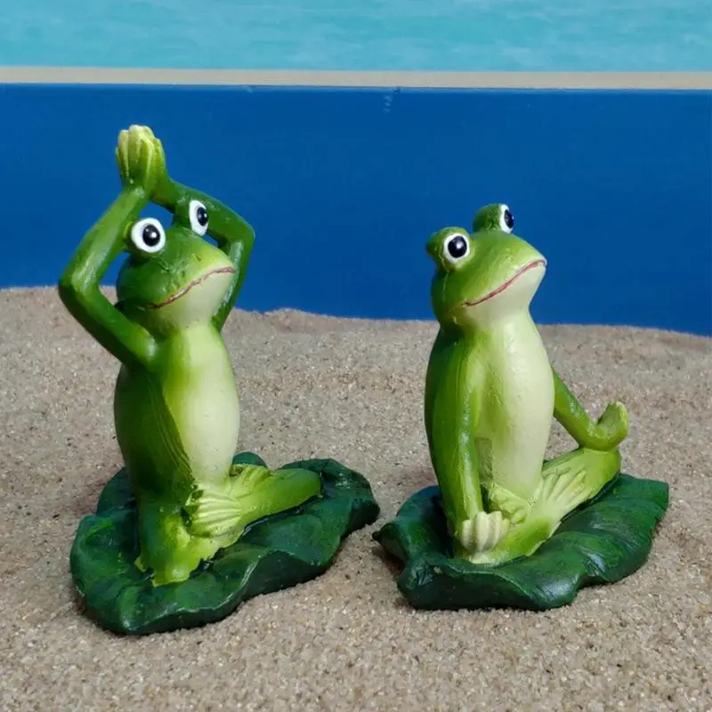 

Frog Figurine Resin Yoga Frog Gray Statue Garden Decoration Outdoor Sculpture Home Decor Indoor Ornaments