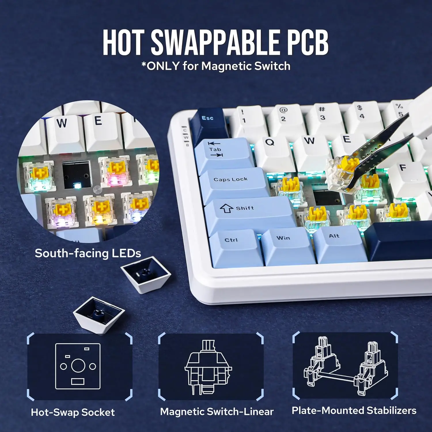 AJAZZ AK680 MAX Magnetic Switch Wireless Mechanical Keyboard Tri-Mode Hot Swap 8k Gaming Bluetooth Keyboard 68 keys PC eSports