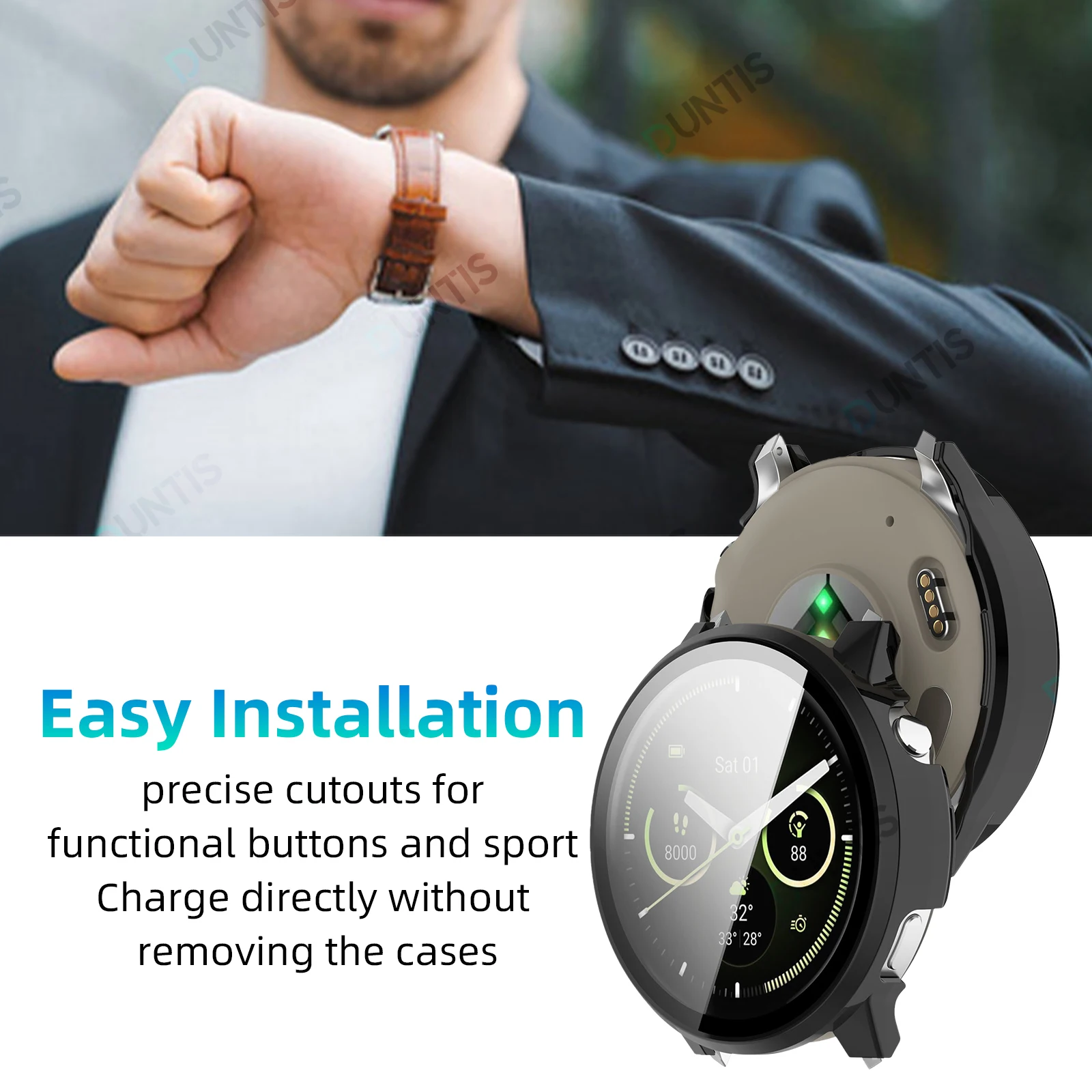 Custodia in vetro + PC per Garmin Venu 4 41MM / 45MM Paraurti rigido Accessori per copertura protettiva in vetro temperato Ultra-HD integrato