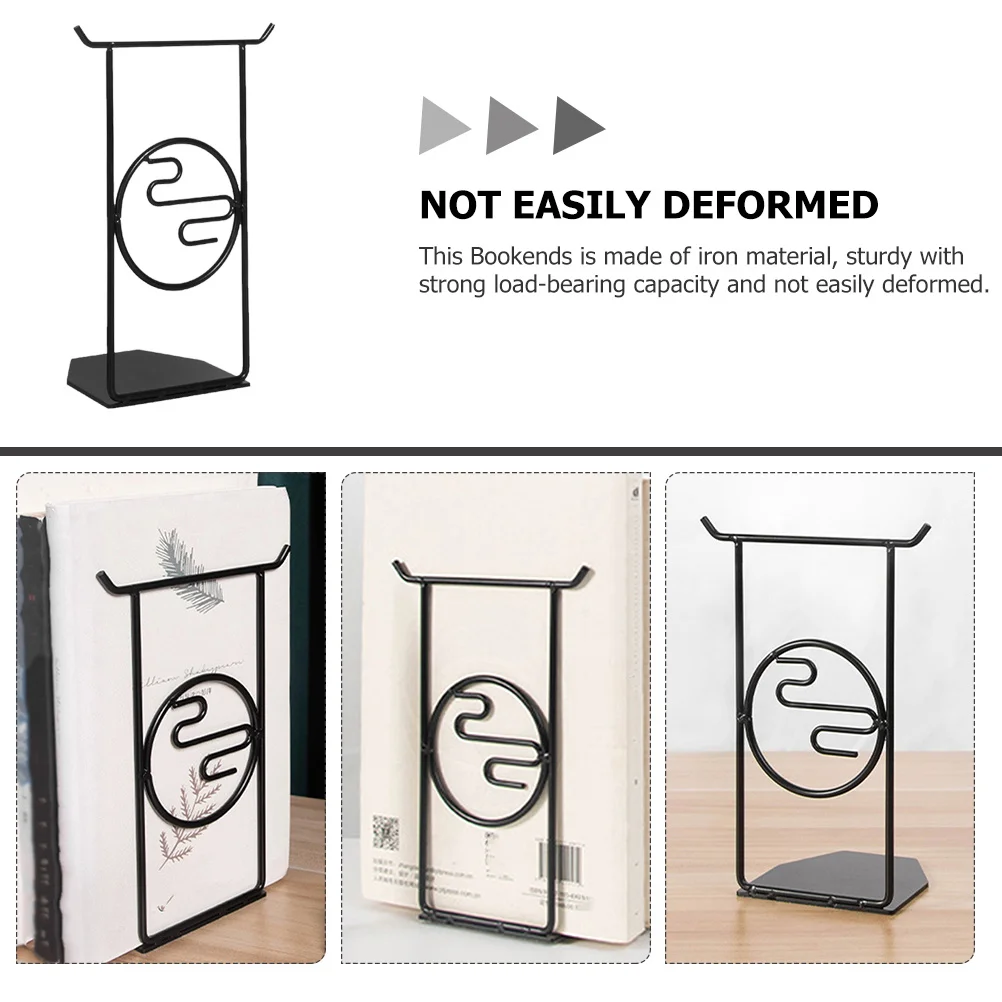 

2Pcs Bookends Metal Iron Decorative Book Holder for Shelves Stable Wide Base Organizer for Books Magazines Desktop