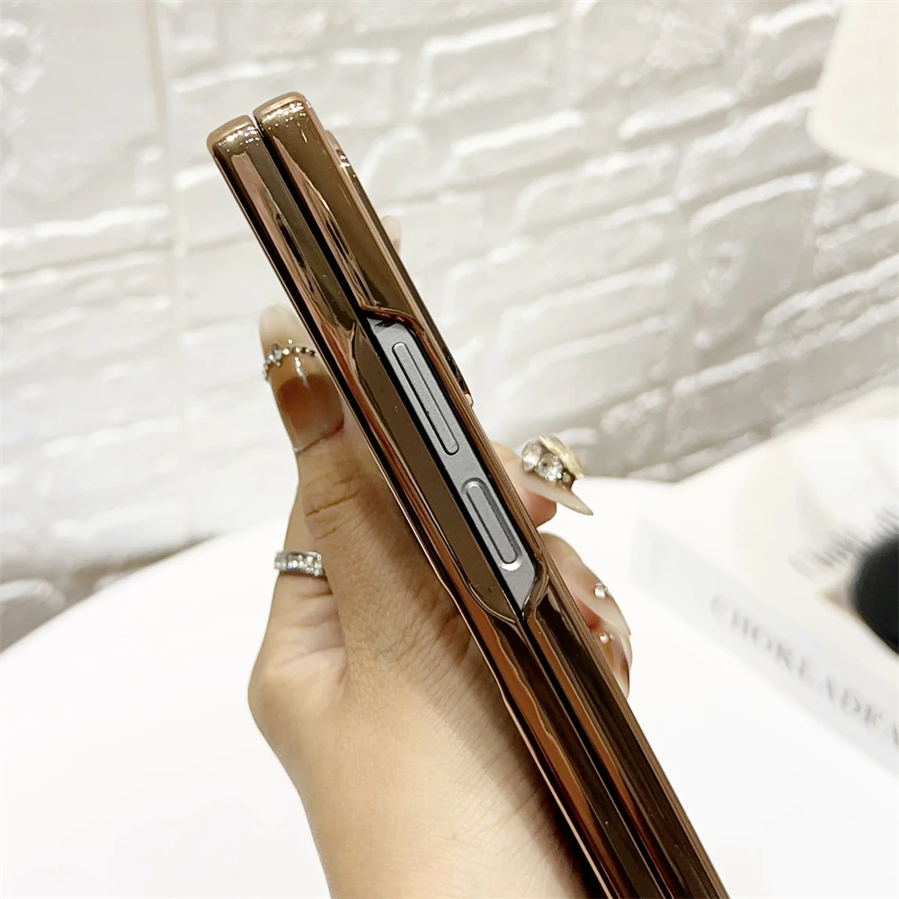 삼성 갤럭시 Z 폴드 7 6 5 4 3용 마그네틱 무선 충전 폰 케이스, 고급 도금 무광택 마감, 충격 방지 백 커버