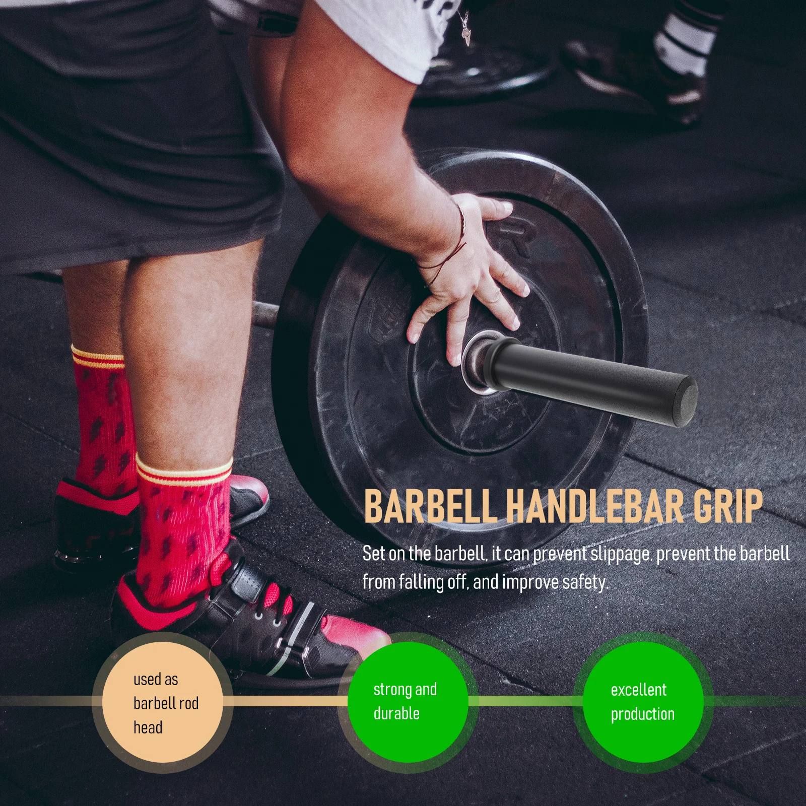 

Barbell Handlebar Grip Black Flat Design Anti Skid Barbell Accessory Durable Gym Supply Flat Handle Grip Plastic Bike Handle Bar