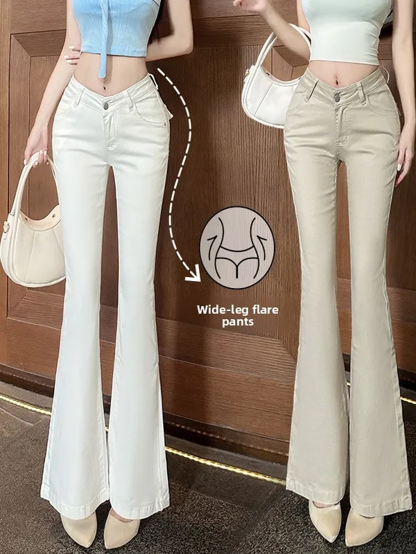 Korean Style High Waist Slim Fit V-Shaped Jeans Bootcut Pants Pear Shape Waist Hip Ratio Long Trousers Fashion Sensation