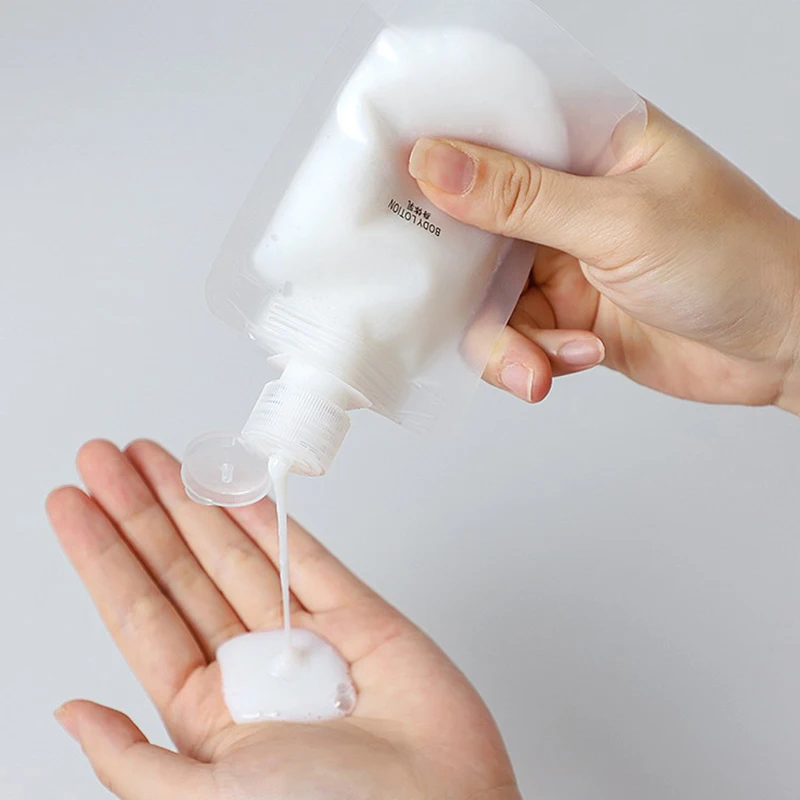 5pcs White PET Makeup Lotion Shower Gel Shampoo Cleanser Travel Dispenser Bag Reusable Portable Dispenser Bag