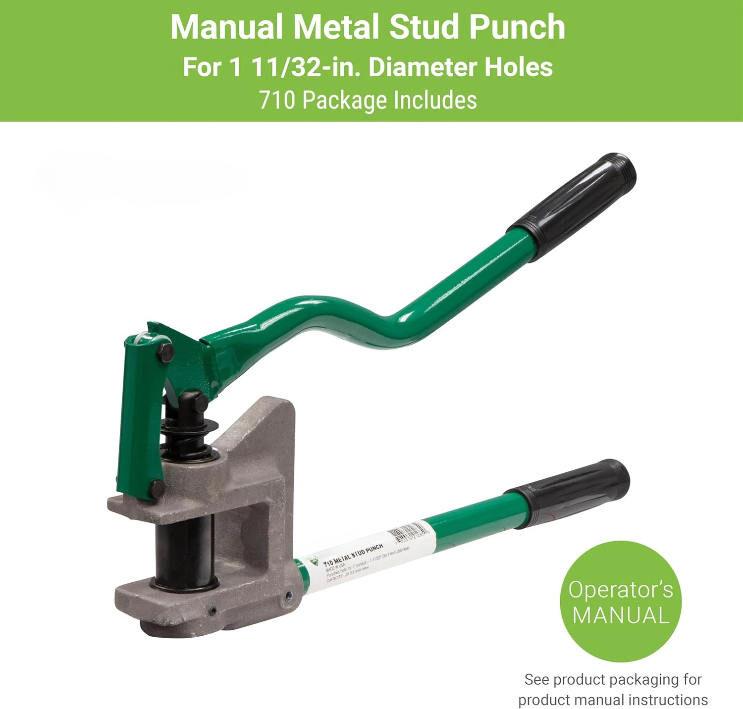 Manual Metal Stud Punch Tool with Aluminum Head and Contoured Handle, 1-11/32