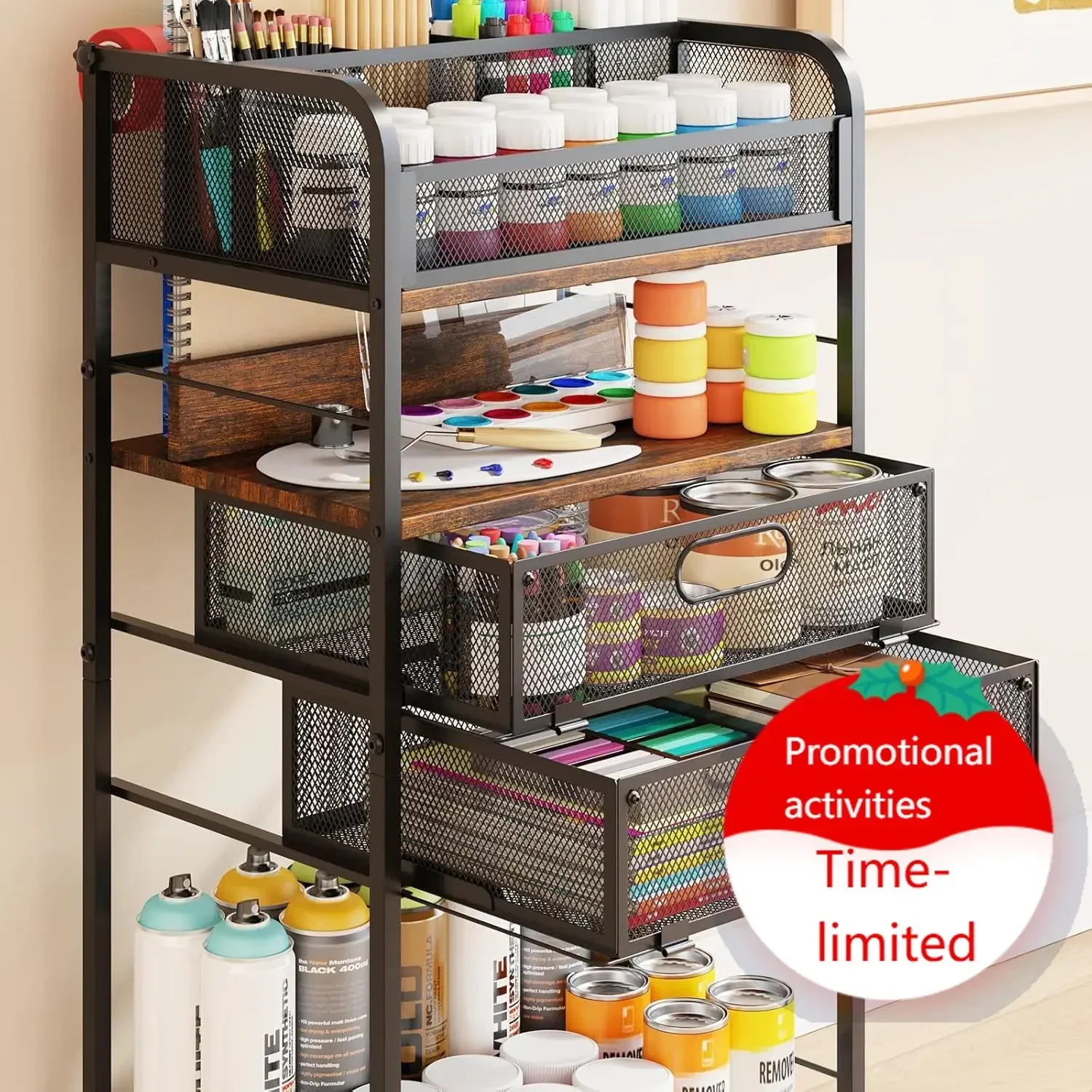 Art cart, 5 Tier Rolling Cart - Utility Cart with Storage Drawer and Wheels, Versatile Art & Craft Organizer for Home, Office, o