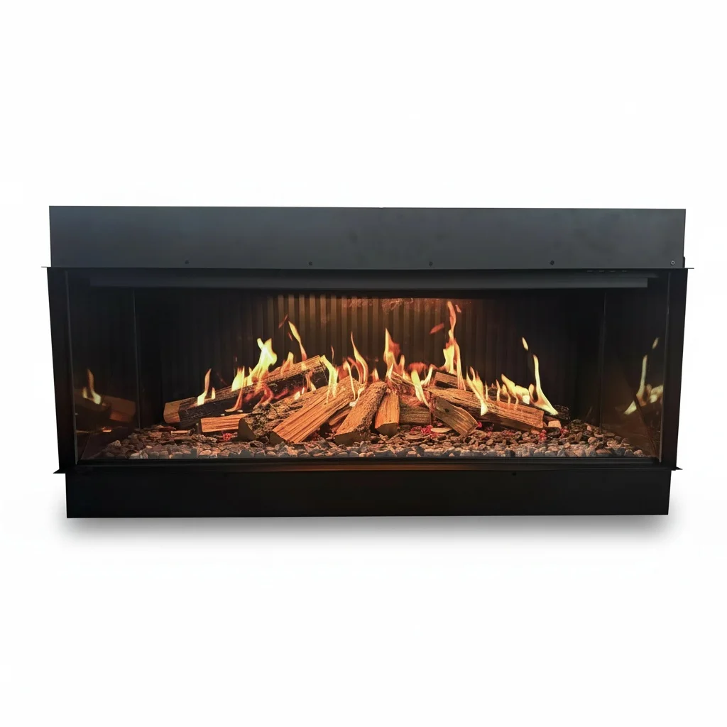 Electric Fireplace Insert, 50 Inch/127cm Metal Built-In Fireplace, Holographic Electric Fireplace, LCD Display, 3 Flame Patterns