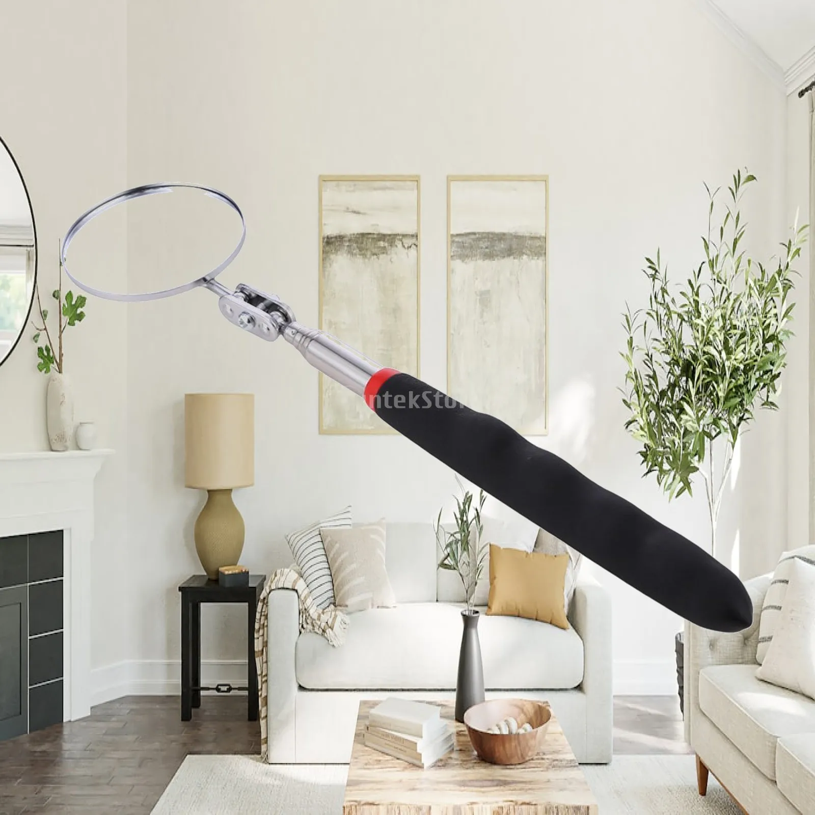Inspection Mirror Telescopic Handle Nonslip Portable Glass Tool for Car Repair Machine Maintenance