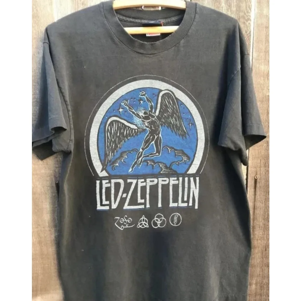 Camiseta de la banda Led Zeppelin Tour 1975 para hombre, informal y cómoda, para primavera y verano, nuevo producto, camiseta Unisex
