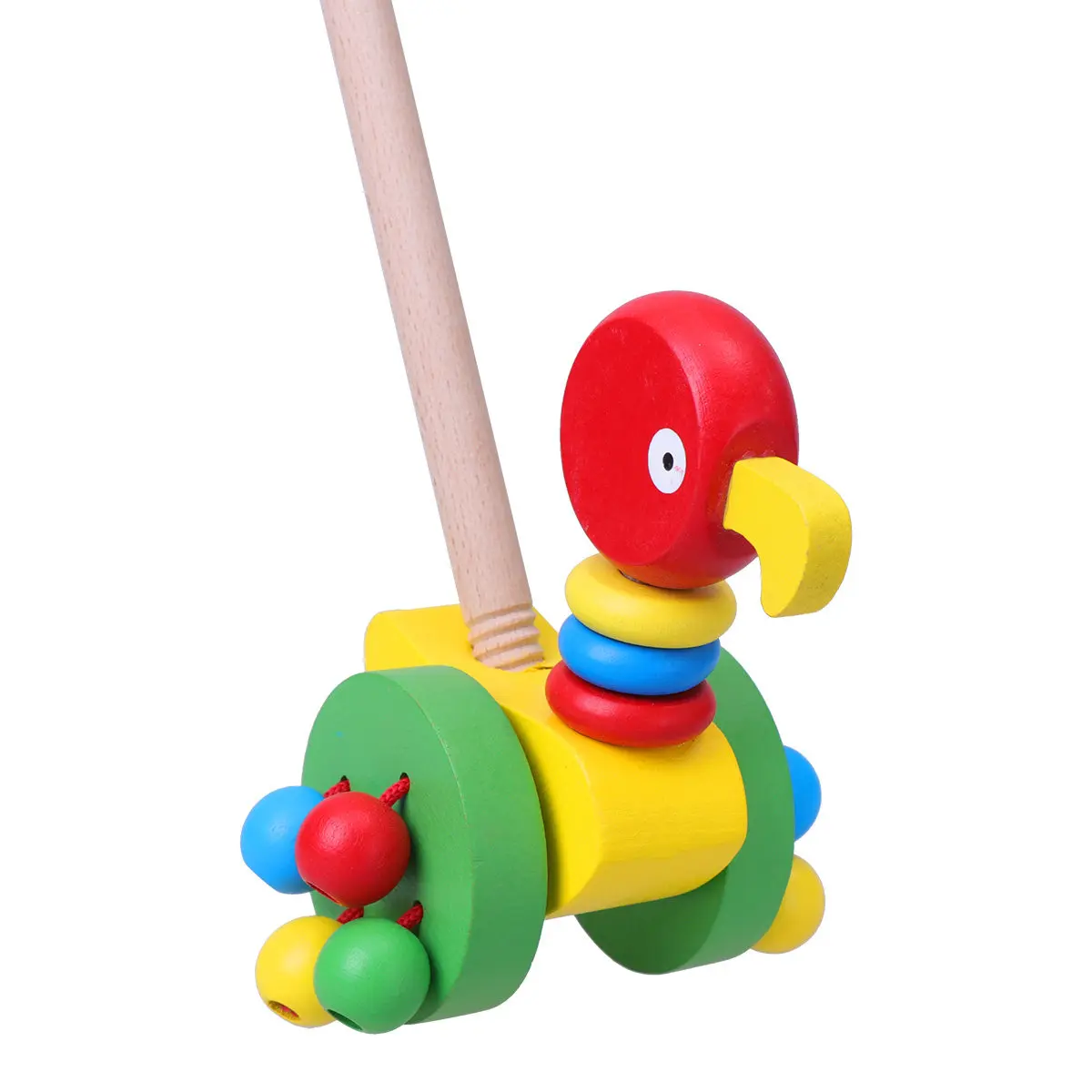 Baby Walker Cartoon Animal Wooden Push Cart Early Childhood Educational Color Recognition Learning Walking Helper