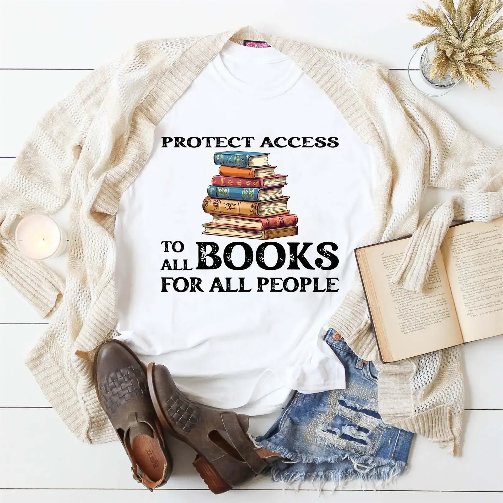 Banned Books T Shirt Protect Access to All for People Reading Vintage