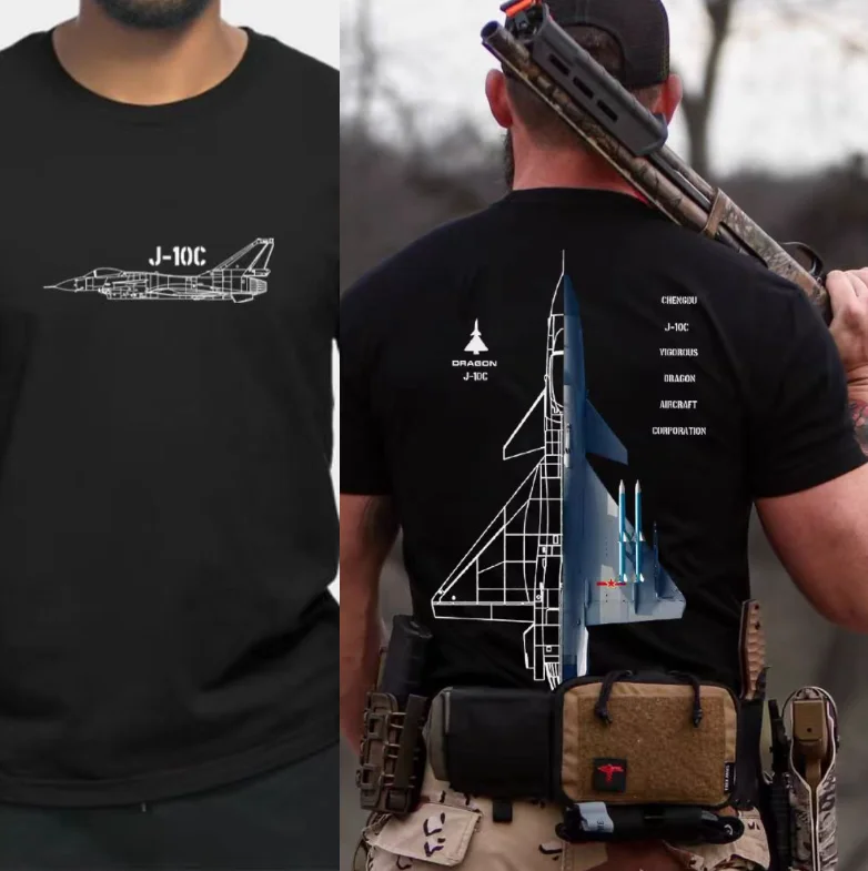 Summer Tough Guy Club National Heavyweight J-10C JF-17 Fighter Jet bedrukt T-shirt met korte mouwen