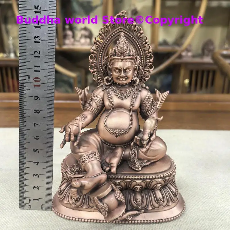 Exquisite copper carving Esoteric Buddhism Buddha statue wealth guardian Jambhala Buddhist altar tibetan family worship 15cm