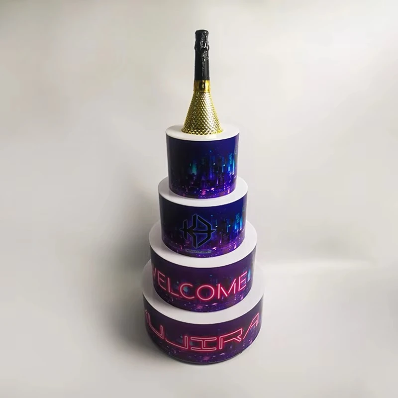 

Customized Four-Tier LED Light Display Stand Plastic Feature Light Emitting Diode Charging for Nightclub Birthday Cake Feature