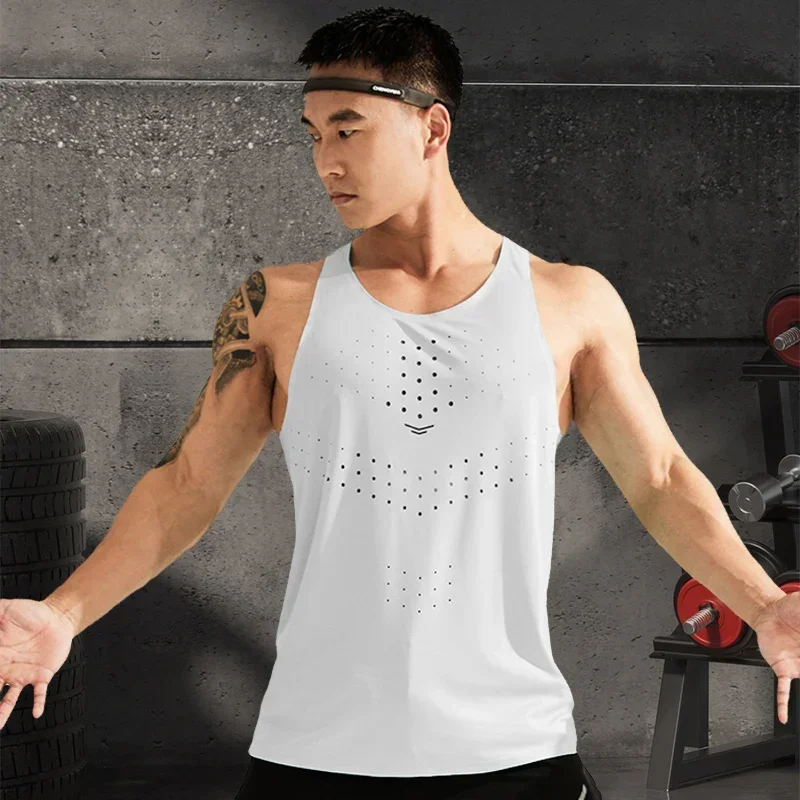 Men Marathon Running Sports Tank Athlete Track Field Singlet Fitness Cool Summer Top Gym Muscle Fit Sleeveless T-Shirt Jogging