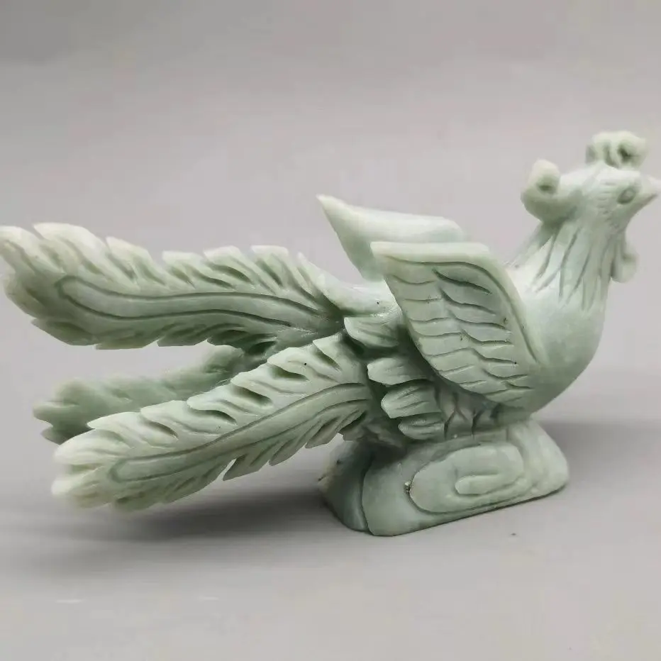 Natural Nine-tailed Fox Fairy phoenix dragon Carving Polished Powerful Animal Statue For Home Decoration Gift 1pcs