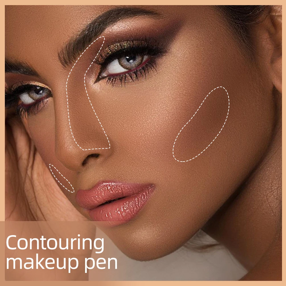 QIBEST Face Liquid Contour With Cushion Applicator Natural Cream Moisturizing Multi-use Stick Contour Liquid Bronzer Makeup