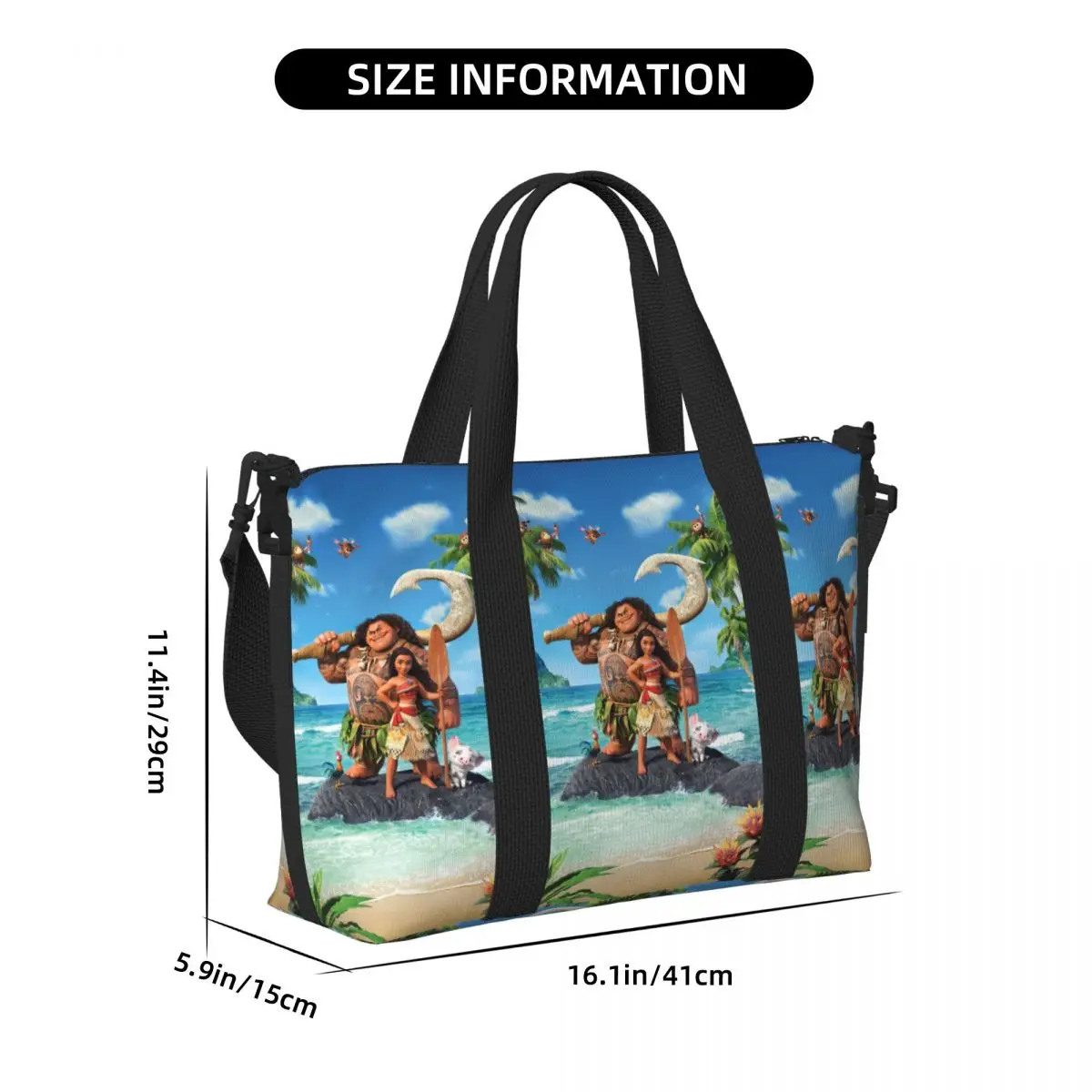 Bolso de mano de Anime Moana de papel tapiz grande personalizado para mujer, compras, hombro, playa, gimnasio, bolsa de viaje