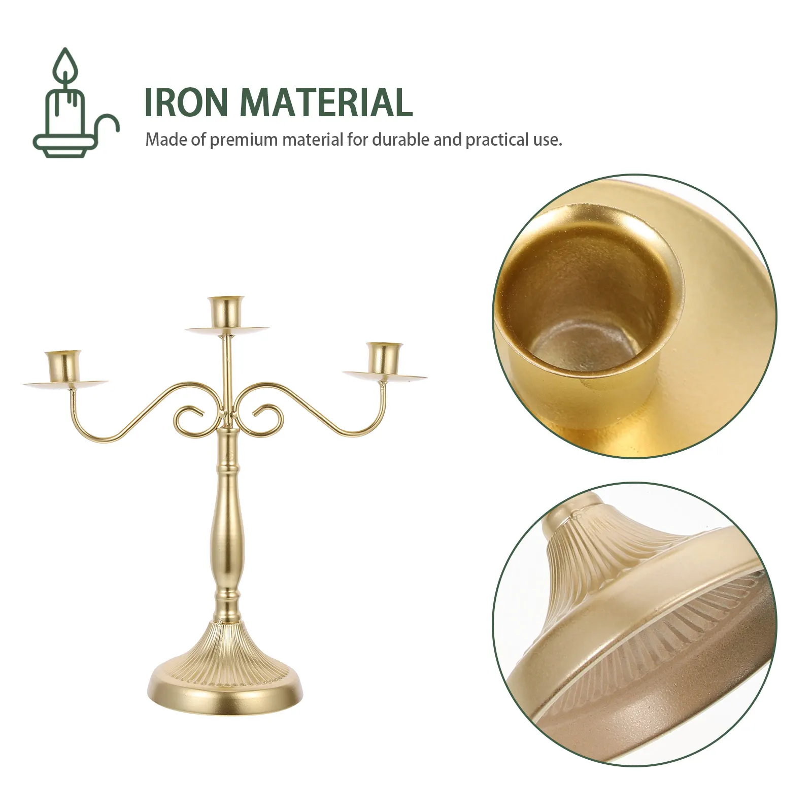 

Metal Candlestick Ornament Vintage Candelabrum Home Decor Iron Holder Table Candelabra Centerpiece High Gloss Finish Non