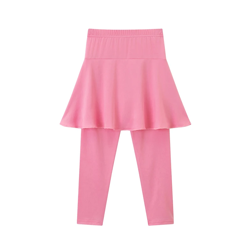 Summer Children's Solid Color Simple and Versatile Leggings Skirt Fake Two-Piece Pants Pleated Skirt Girl Fashion Sports Legging