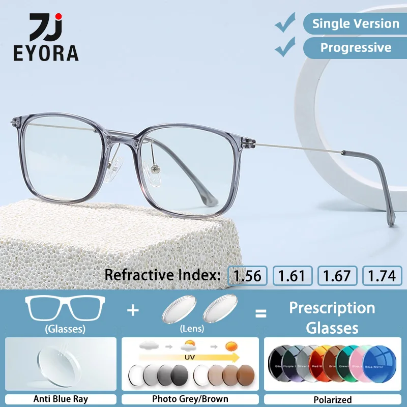

EYORA Minimalist Casual Style Square Reading Glasses Myopia Eyewear Hyperopia Anti Blue Ray Progressive Photochromic Eyewear