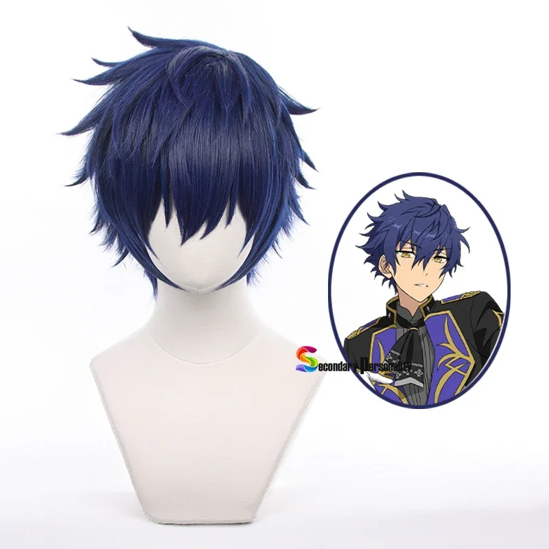 Ensemble Stars Cosplay Wigs Sazanami Jun Blue Short Heat Resistant Synthetic Hair Anime Costume Play Wig Eden Eve Wig Cap