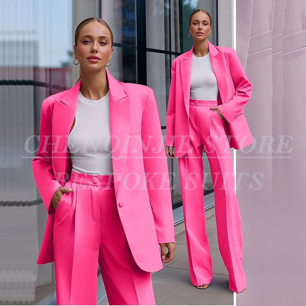 Formal One Button Suits for Women Elegant Office Lady 2 Piece Jacket Pants Outerwear High Quality Customized Female Clothing