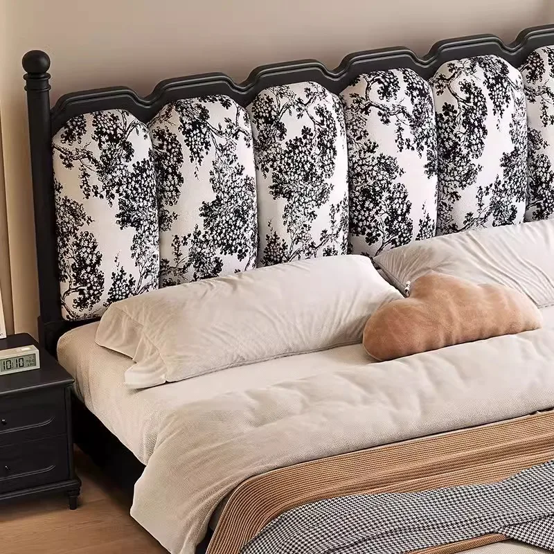 French solid wood modern simple double bed