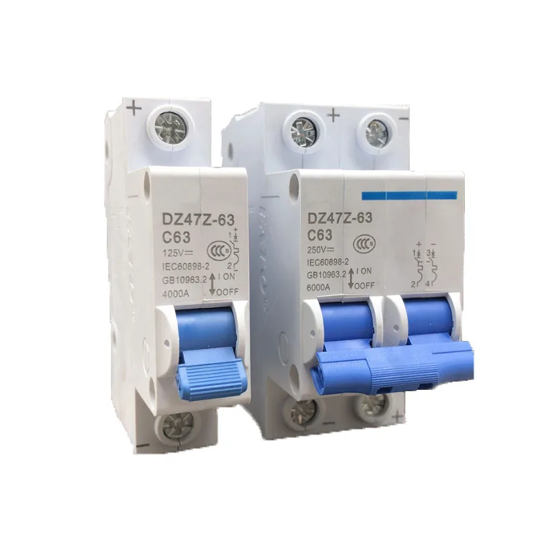 DC 1000V 1P 2P 3P 4P Solar Mini Circuit Breaker Overload Protection Switch6A~63A/80A 100A 125A MCB for Photovoltaic PV System