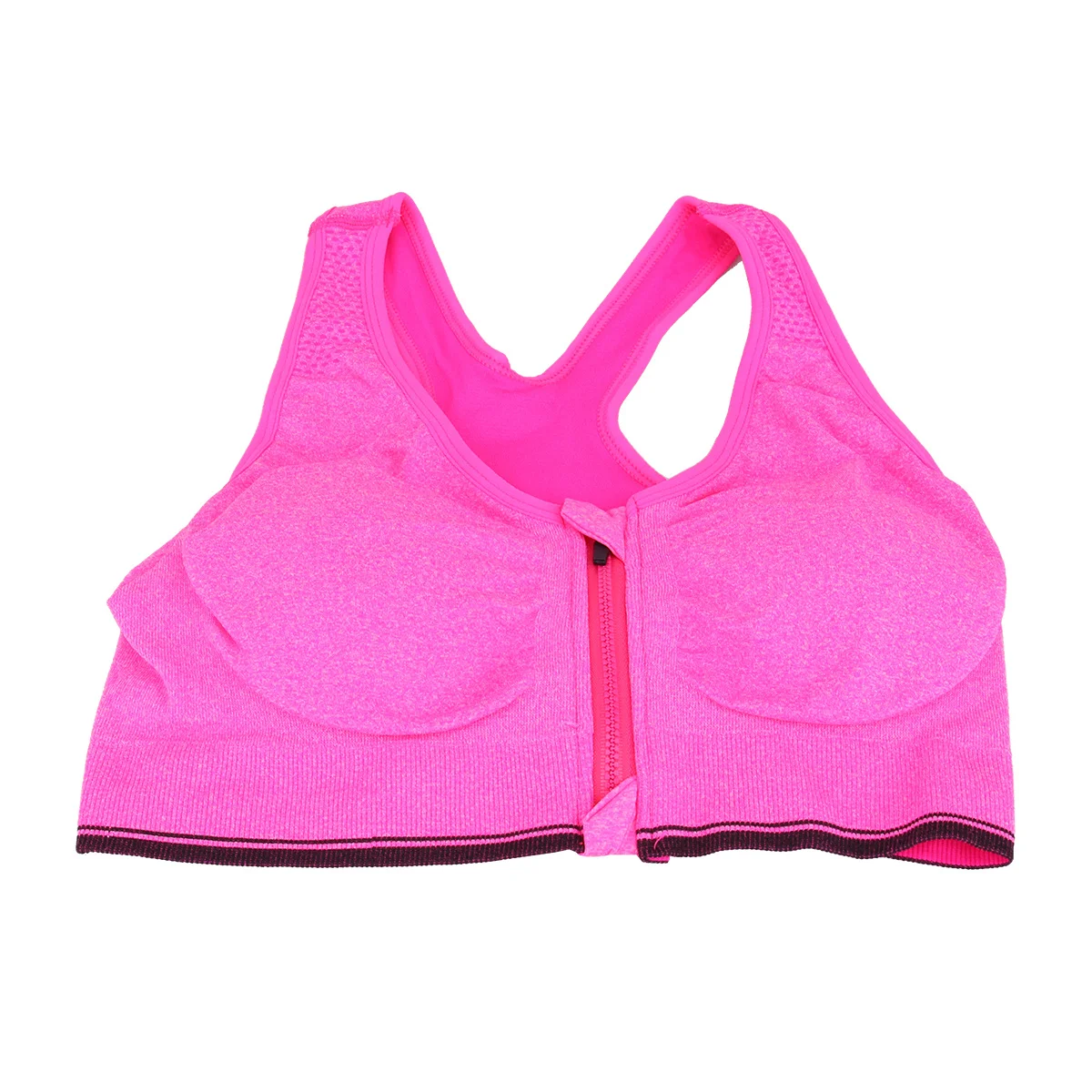 

Women's Rose Front Zipper Wirefree Sports Bra Padded Push Up Breathable Shockproof Gym Running Fitness Support Bra