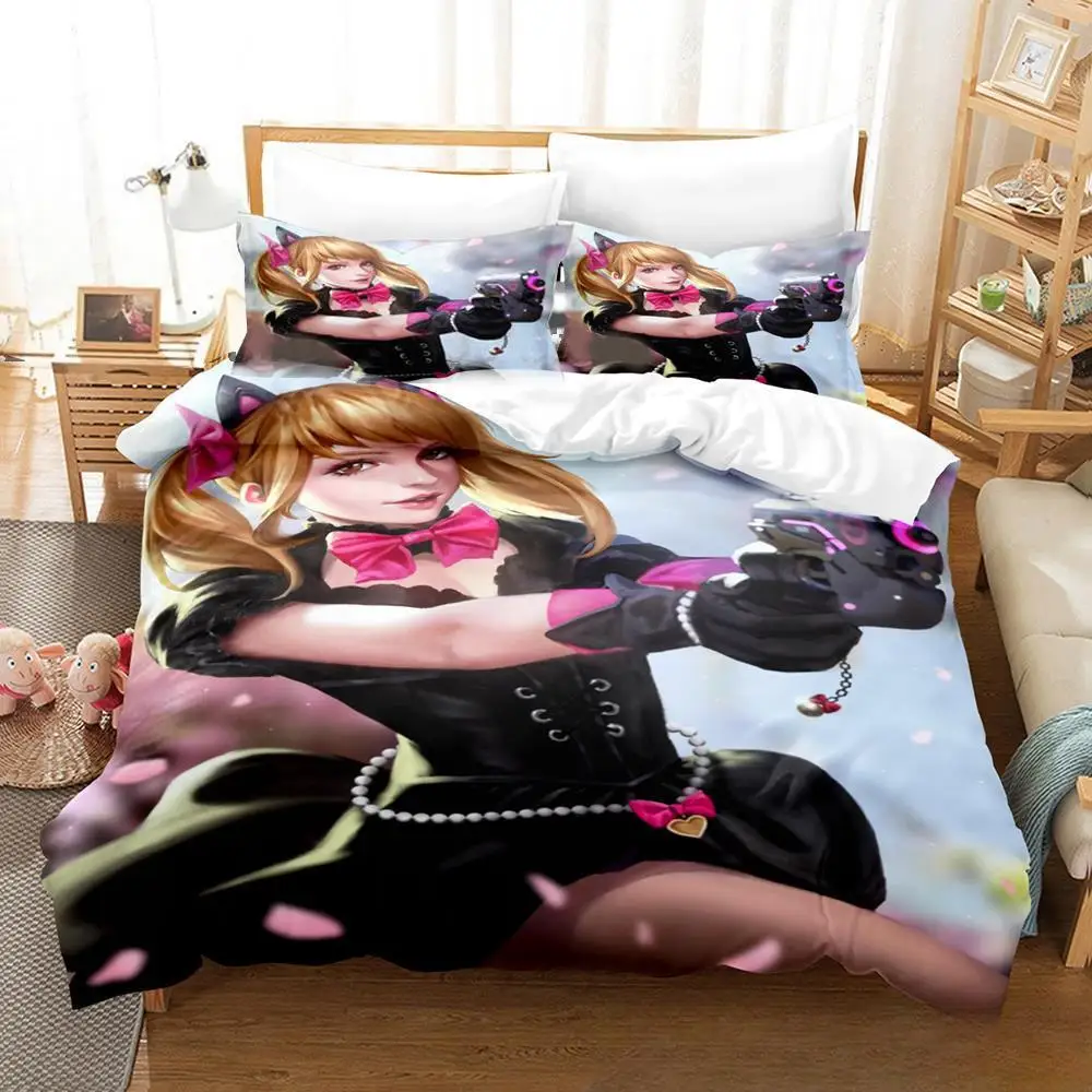 

New Anime D.va Overwatch Bedding Set,Duvet Cover Comforter Bed Set Quilt Cover Pillowcase,King Queen Twin Size Boys Girls Adults