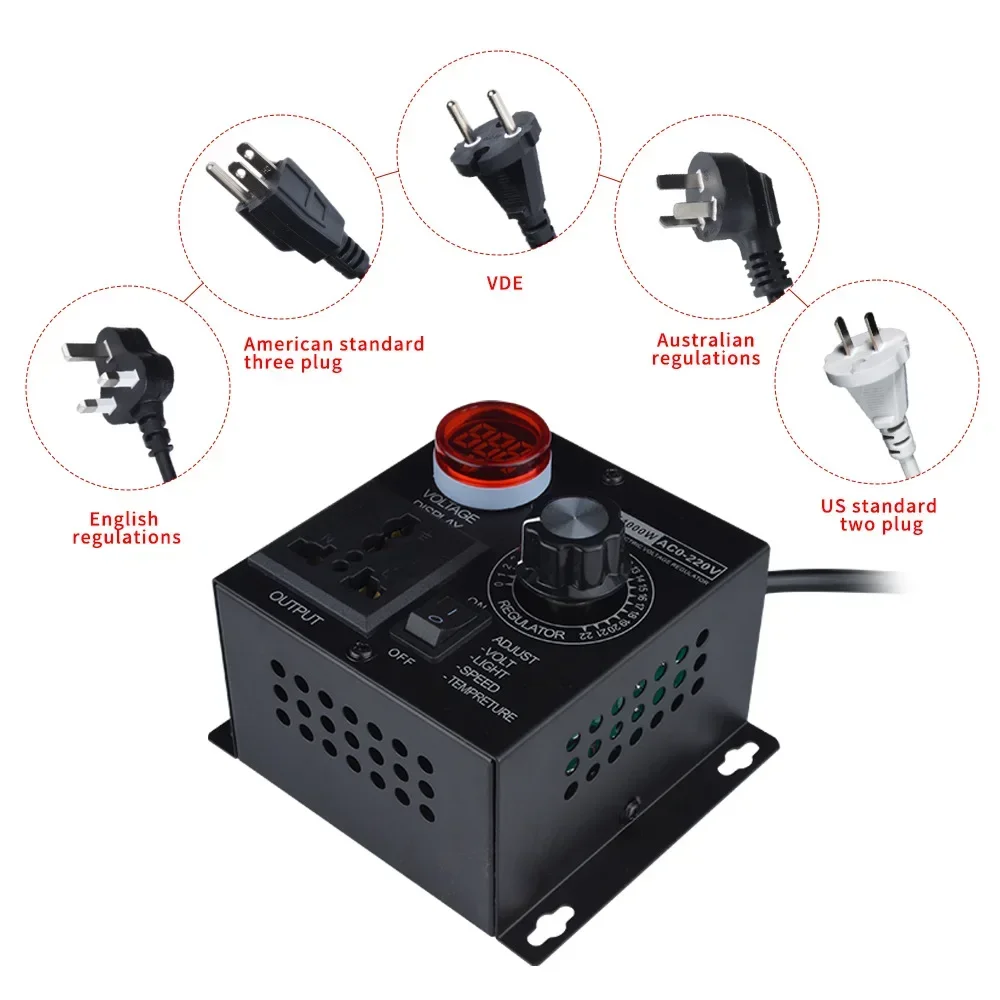 Utility 220V Voltage Regulator, AC Blower Speed Controller Stepless 4000W Control Speed Temperature Voltage Adjuatable Dimmer